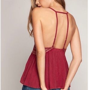 Red Embroidered Tank